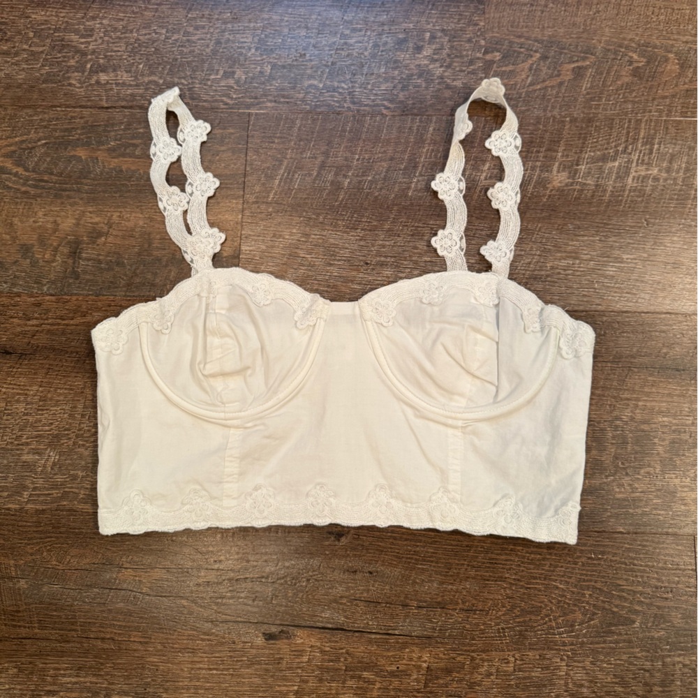 Elegant Lace Trim White crop top